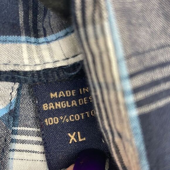 Wrangler Jeans Co Men's Plaid Cotton Casual Button-Up Shirt Blue Size XL - Picture 8 of 9